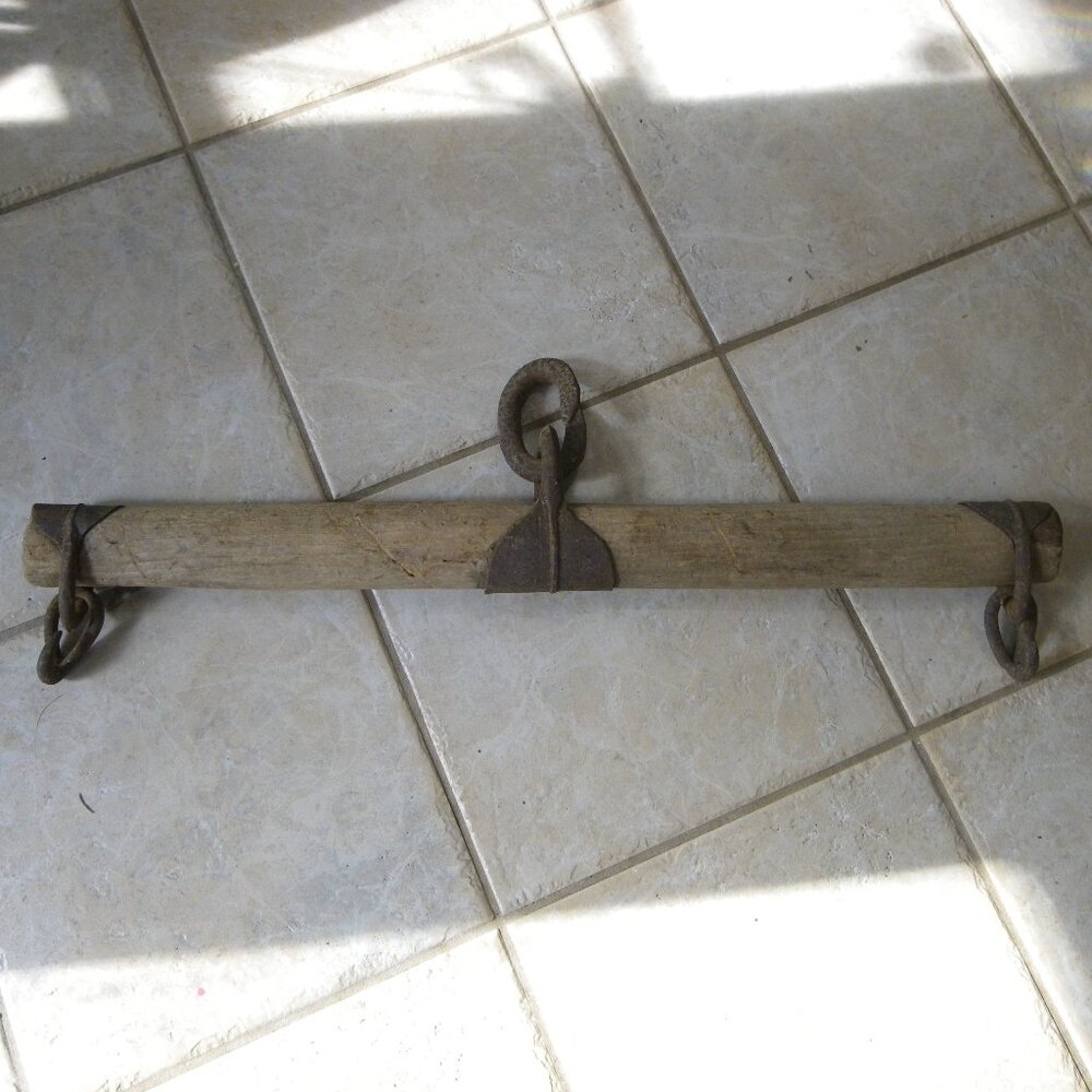 Vintage Antique Wooden & Wrought Iron Farm Yoke Harness Rustic Home Decor